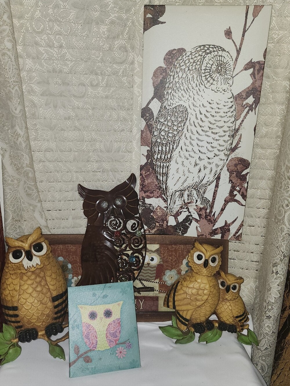 Owl Decor Ensemble - Yellow & Brown Accent Set